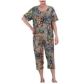 thumbnail image 1 of Pisexur Ensembles de Pyjama pour Femmes 2 Pcs Boho à Imprimé Floral Chemises de Nuit en Coton pour Femmes Décontractées Col Rond T-Shirts à Manches Courtes Hauts et Pantalons de Détente Longueur Genou Pyjamas Grande Taille pour Femmes Ensemble TG-4TG, 1 of 1