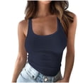 thumbnail image 1 of hotojiny Going out Tops for Women Sleeveless Ribbed Knit Slim Scoop Neck Tank Shirt Solid Color Basic Layering Shirts, 1 of 6