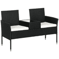 thumbnail image 1 of Outsunny Mobilier de Patio avec Table Centrale, Causeuse en Rotin PE avec Coussin, Crème, 1 of 10