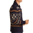 thumbnail image 3 of MAWCLOS Men Cardigan Sweater Lapel Cardigans Zip Up Outwear Slim Fit Travel Long Sleeve Sweaters Navy Blue 2XL, 3 of 6