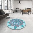 thumbnail image 4 of Ahgly Company Tapis d'Intérieur Lavable à la Machine, Carré, Transitionnel, Bleu Koi Bleu, Tapis de Zone, 6 Pieds Carré, 4 of 7