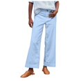 thumbnail image 1 of Women's Linen Pants - High Waisted Flare Wide Leg Capri Work Pants with Pockets, 1 of 6