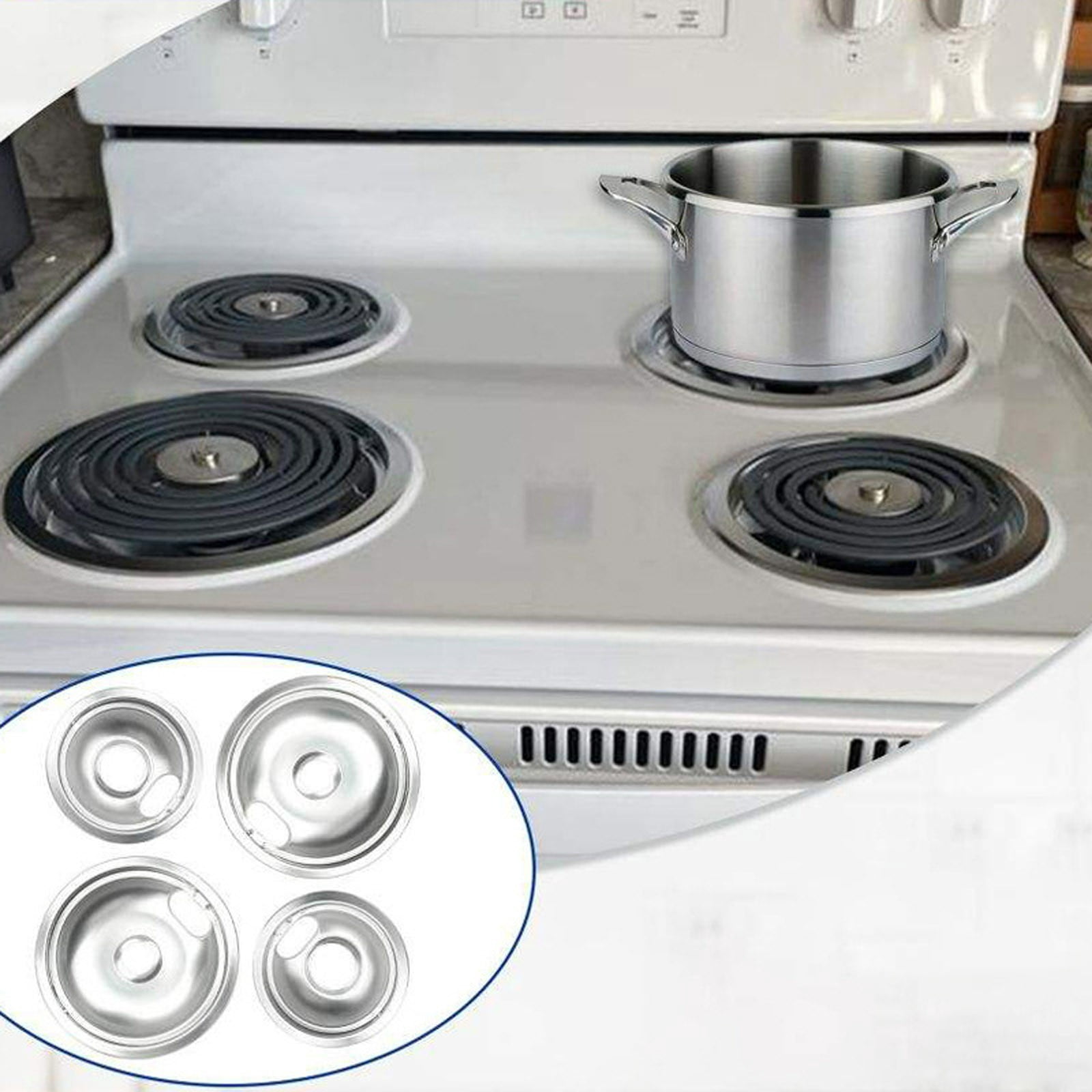 Dianli Stove Drip Pans Round Cast Iron Drip Pan Replacement Cover Thickened Heat-Resistant Nonstick Deep Grease Tray Fits Electric and Gas Ranges Kitchen Accessories Burner Covers
