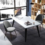 Homy Casa 63 dans. Bureau d'ordinateur avec plateau épais et jambes en métal plat, Table de réunion multi-usages