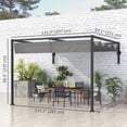 thumbnail image 3 of Outsunny Pergola Adossée 10 Pieds x 7 Pieds avec Auvent Rétractable pour Patio, Terrasse, 3 of 10