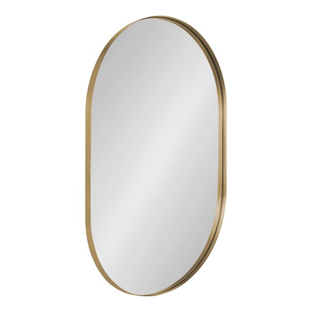 Kate and Laurel Rollo Midcentury Capsule Wall Mirror, 20 x 30, Gold, Decorative Oval Mirror for Wall