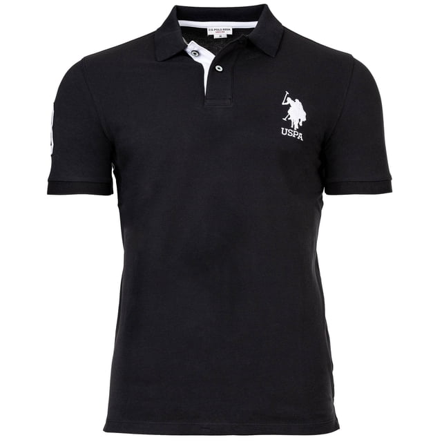 U.S. POLO ASSN. Men's polo shirt - Kory, basic, piquet, logo, appliqué, cotton Black XL (X-Large)