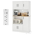 thumbnail image 1 of Costway 71" Tall Kitchen Pantry Cabinet with Charging Station, Microwave Stand & Doors White, 1 of 10