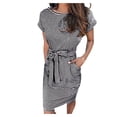 thumbnail image 1 of B91xZ Robes pour les Femmes 2024 Invité de Mariage Été Carré Cou Volants Étagé Bébé Poupée Fluide Robe, Noir L, 1 of 5