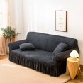 thumbnail image 2 of 2024 1 Piece Sofa Slipcover with Pleated Ruffled Skirt Washable High Stretch Durable Furniture Protector 3 Seater Pine Green, 2 of 13