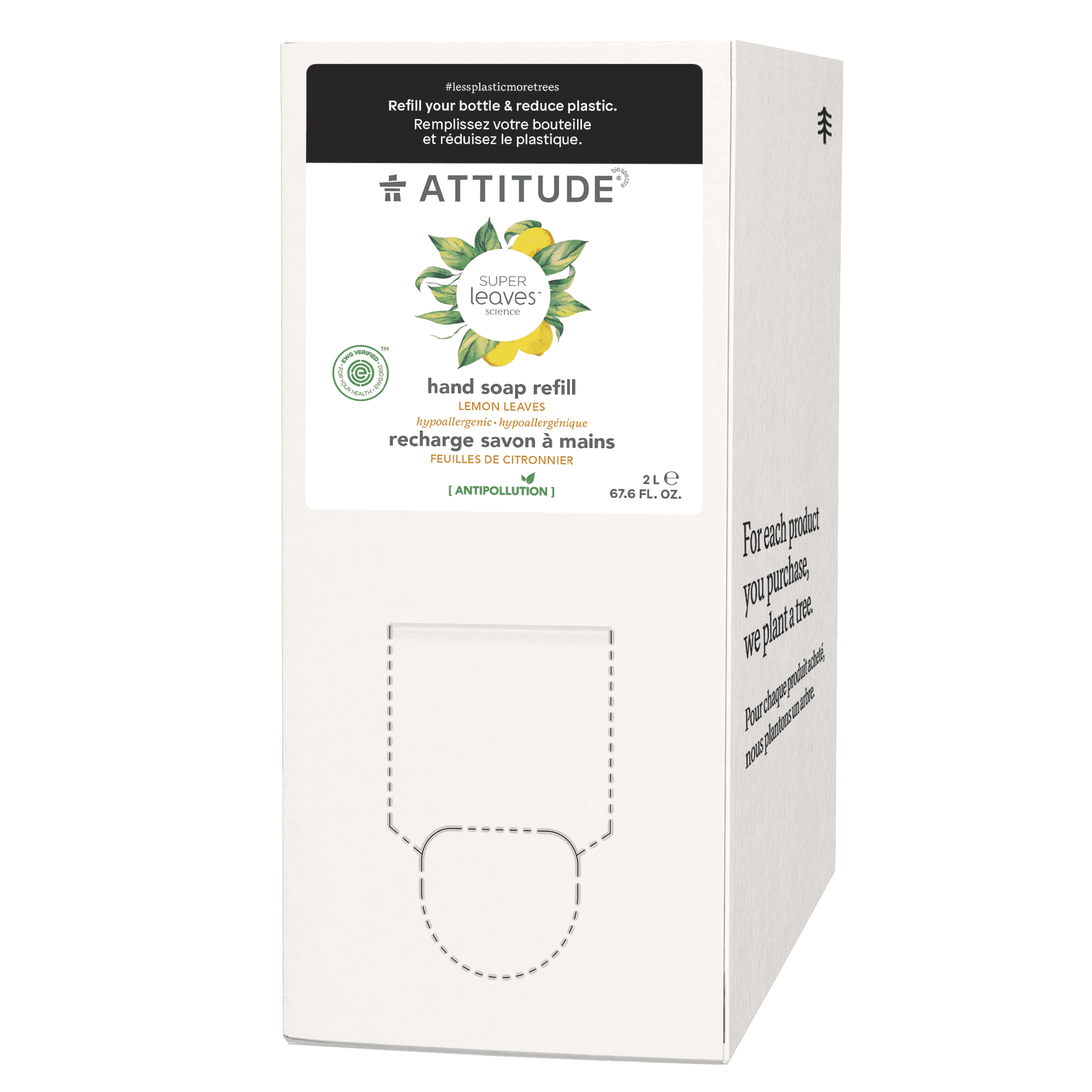 ATTITUDE super leaves, Savon à mains, Feuilles de Citronnier, 2L