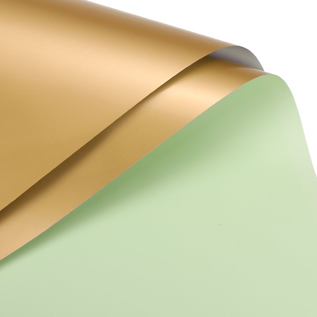Unique Bargains Double Sided Color Flower Wrapping Paper Light Green+Gold 22.8'x22.8' Waterproof 20 Pack