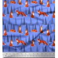thumbnail image 1 of Soimoi Blue Rayon Fabric Artistic Tree & Wolf Animal Printed Craft Fabric by the Yard 42 Inch Wide, 1 of 5