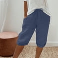thumbnail image 2 of Dealovy Cotton Linen Shorts for Women High Waisted Drawstring Lightweight Knee Length Shorts with Pockets, 2 of 5