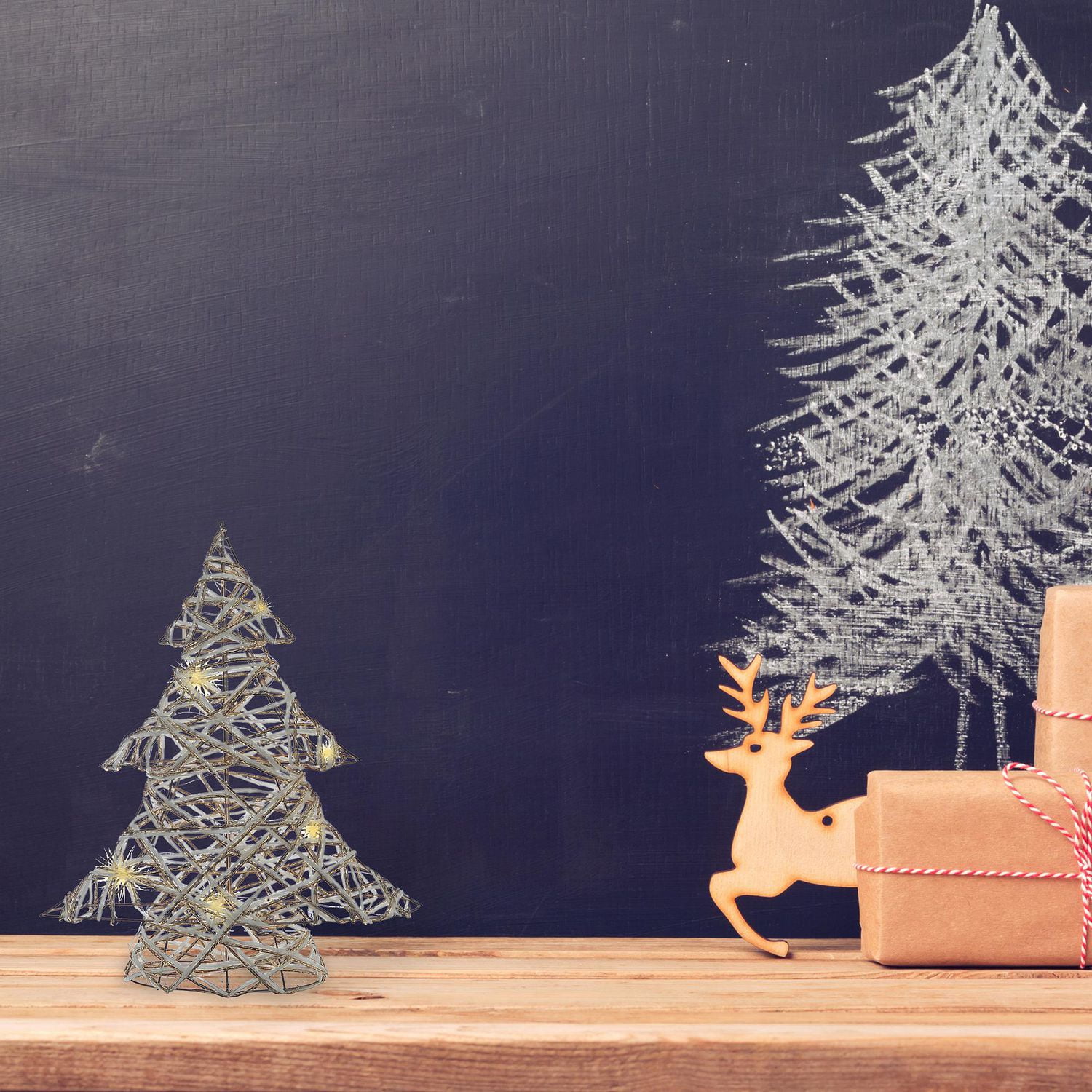 Sapin De Noël Led En Papier Blanc Et Doré Moyen 18,90"