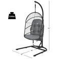 thumbnail image 2 of Patiojoy Modern Rattan Hanging Egg Swing Chair w/Stand Foldable Cushioned Hammock Gray, 2 of 5