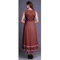 thumbnail image 4 of Bimba Robe Anarkali à Col Mandarin Imprimée Damassé Brick Red2 pour Femme, Kurta Ethnique Indienne, Très Grand, 4 of 6