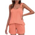 thumbnail image 2 of Yuyuzo Womens Lounge Sets Two Piece Square Neck Tank Tops Wide Leg Shorts with Pockets Matching Outfits, 2 of 7
