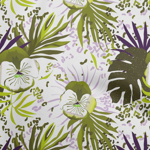 oneOone Velvet Light Green Fabric Tropical Sewing Material Print Fabric By The Yard 58 Inch Wide