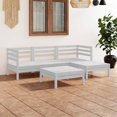 thumbnail image 1 of vidaXL Ensemble de Salon de Jardin 5 Pcs en Pin Massif Blanc, 1 of 5