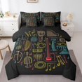 thumbnail image 1 of Musical Instruments 7 Piece Comforter Set Full Bed in a Bag,Drum Kit Bedding Sets Sound Box Violin Sheet Set with Comforter,Coloreful Line Art Music Theme Bed Set, 1 of 6