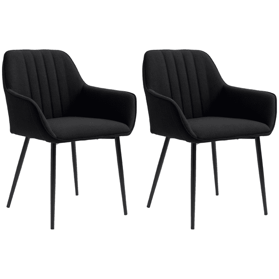 HOMCOM Ensemble de 2 Chaises de Salle à Manger, Chaises d'Appoint Rembourrées avec Pattes en Métal