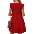 thumbnail image 2 of UKAP Robe T-Shirt pour Femme, Robe d'Été Évasée, Courte Mini, Simple Boho, Rouge, G, 2 of 3