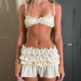 thumbnail image 4 of Gupgi Women's 2 Piece Solid Color Spaghetti Strap Frills Sleeveless Cami Tops Ruched Mini Skirts, 4 of 7