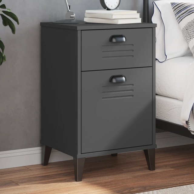 vidaXL Bedside Cabinet VIKEN Anthracite Grey Engineered Wood