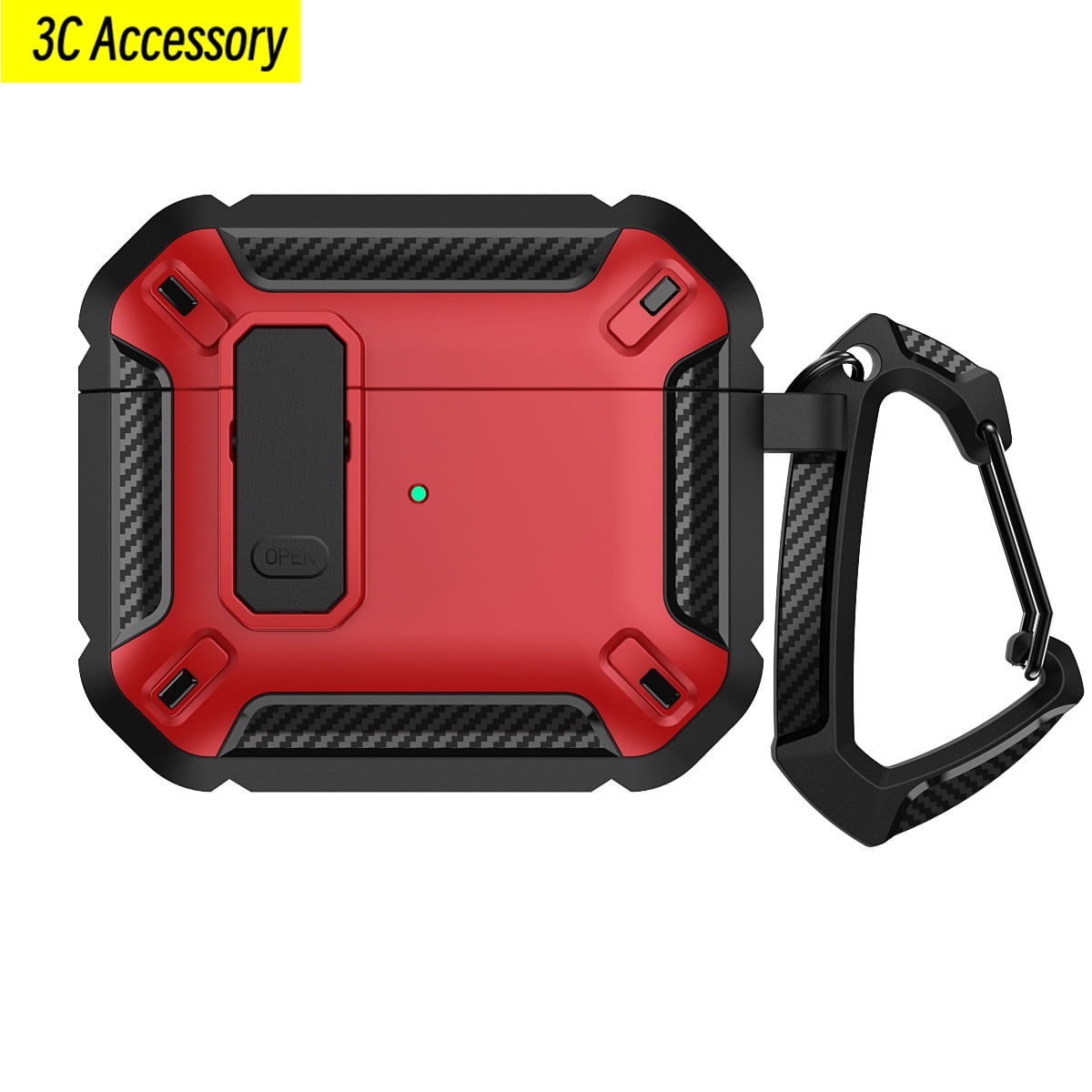 Étui pour Airpods Pro 2e Génération 2022, Étui Airpods Pro 2, Clip de Verrouillage Sécurisé, Coque de Protection Antichoc pour Airpods Pro 2, Noir Rouge pour Airpods 3 2021