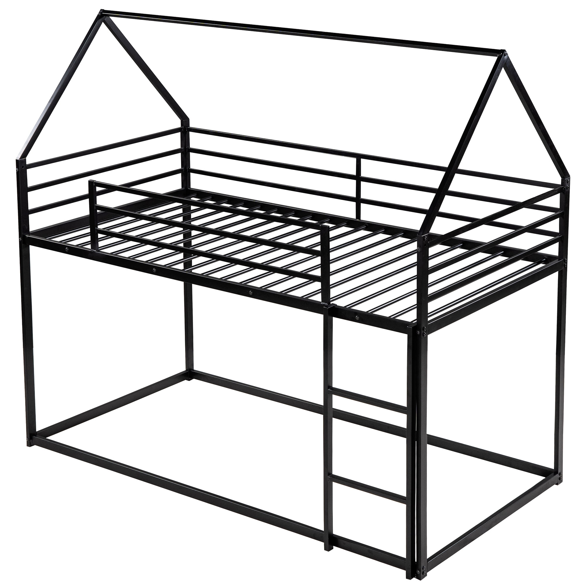 Noble House Twin over Twin House Bunk Bed with Built-in Ladder,Black