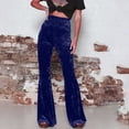 thumbnail image 4 of AherBiu Women's High Waisted Velour Bell Bottom Pants, Solid Color, Small US: 4, 4 of 7
