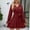 Wine, variant on Gspmoly Dresses for Women, Fashion Women Long Sleeve Solid Color V-Neck Short Skirt Casual Dress Wedding Dresses for Women Holiday Deals
