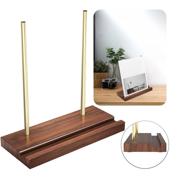 Cqxid Desktop Dress Up Under $15 Vinyl Record Holder Now Playing Record Stand Solid Walnut For Tabletop Single Album Display & Storage For Record Player Accessories Lovers