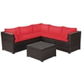 thumbnail image 1 of Patiojoy Ensemble de Mobilier de Patio en Rotin 6 Pcs Ensemble de Conversation en Osier d'Extérieur avec Table Basse en Verre Trempé Rouge, 1 of 8