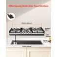 thumbnail image 2 of VEVOR 36 inch Gas Cooktop 5 Burners Gas Stove Top, Max 38300BTU Built-in Stainless Steel Stove Top LPG/NG Convertible Dual Fuel Cooktop Stoves, 2 of 9