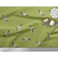 thumbnail image 2 of Soimoi Green Modal Satin Fabric Flying Stork Bird Decor Fabric Printed Yard 42 Inch Wide, 2 of 5
