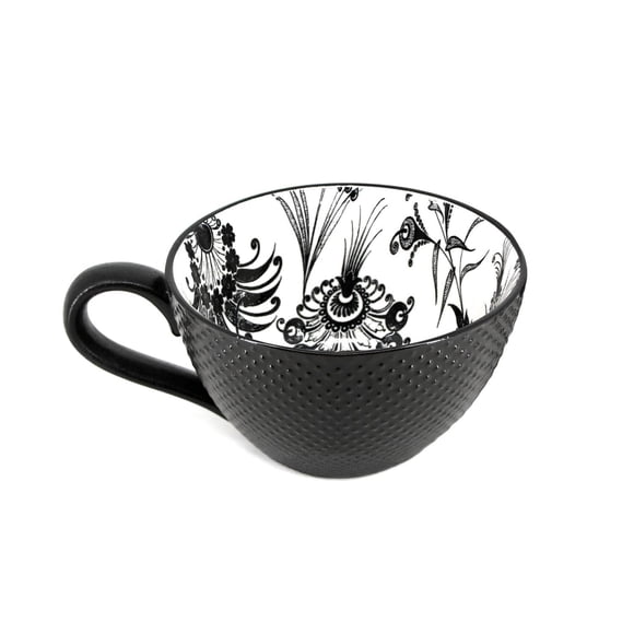 Ma Maison Tasse Florale en Noir et Blanc, 450ml