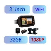 3 Inches Motorcycle GPS 1080P Dashcam With Waterproof Dual Lens Motorcycle Black Box Night Vision Video Recorder Dash Cam ,Clear Images