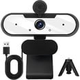 thumbnail image 1 of USB HD 1080P Video Webcam and Wide Angle Camera with Built-in Microphone and Rotatable Tripod,for Laptop Computer or Desktop PC,Great for Live Streaming.Calls.Video Conferencing(Black), 1 of 8