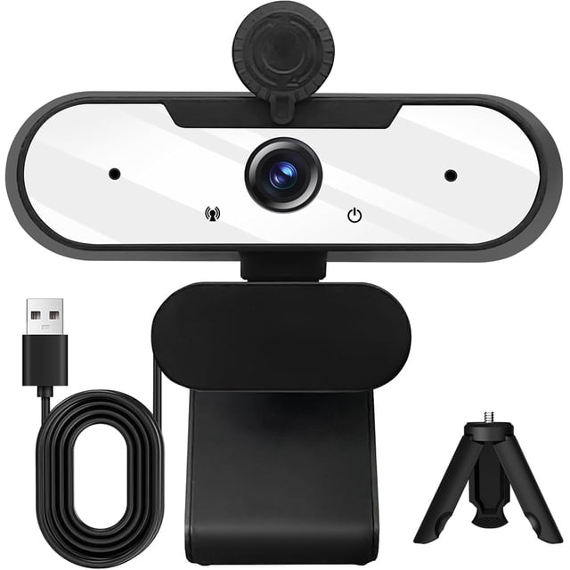 USB HD 1080P Video Webcam and Wide Angle Camera with Built-in Microphone and Rotatable Tripod,for Laptop Computer or Desktop PC,Great for Live Streaming.Calls.Video Conferencing(Black)