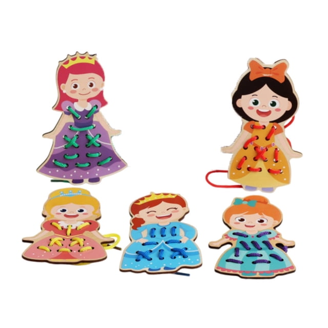 HILABEE Lacing Cards Gift for Boys Girls Wood Early Development Lacing Playing Games Style C