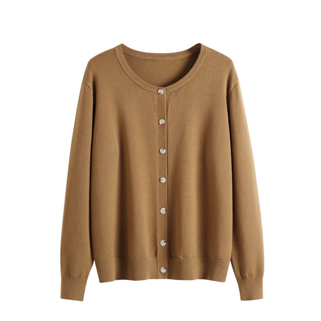 Rbaofujie Chandails Légers pour Femmes Chandail Uni à Col Rond Veste Cardigan Chandail à Col Rond Chandails Kaki pour Femmes