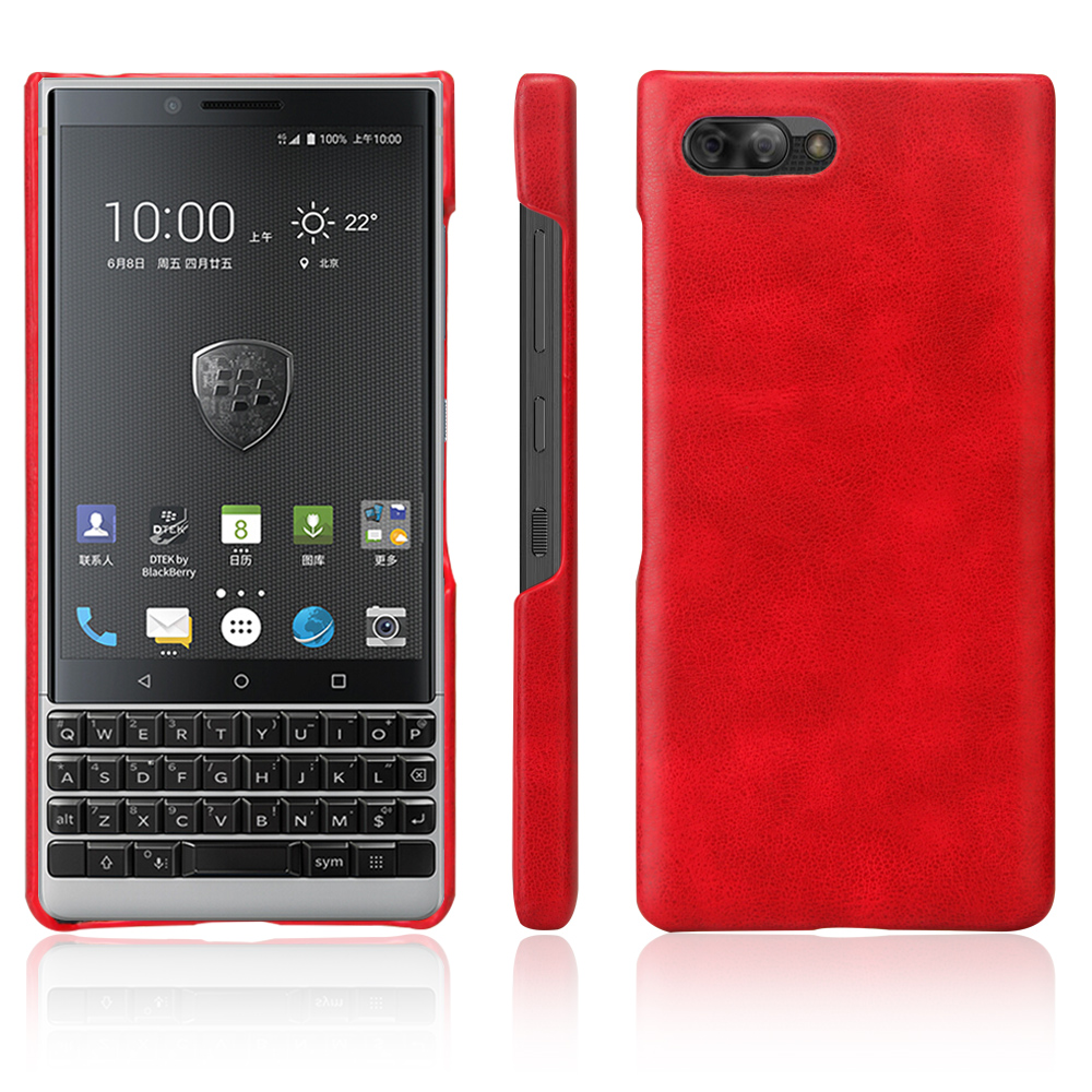 TORUBIA BlackBerry KEY2 Étui, Étui Arrière Rigide Antichoc avec grain de Cheval Fou pour BlackBerry KEY2 Rouge