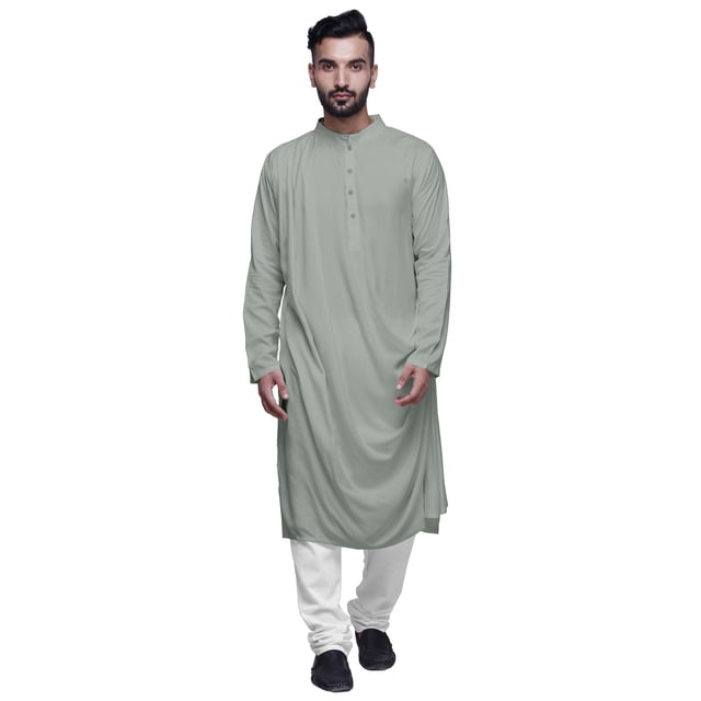 Atasi Long Kurta For Men Mandarin Collar Solid Cowl Drape Clothing