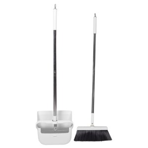 KAKOWELY bureau balai 1 Set Broom and Dustpan Set Long Handle Broom with Dust Pans Upright Dust pour balayage à la maison Bureau de cuisine Lobby Sol Cheveux d'intérieur Nettoyage extérieur