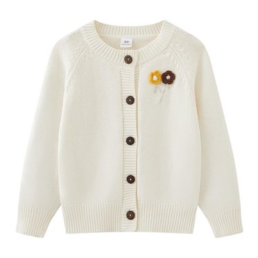LOVZFMLL Jackets for Girls 2-12 Years Kids's Fashion Flower Embroidery Button Round Neck Sweater Cardigan Long Sleeved Hooded Casual Jacket/jacket 3-4 Years