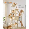thumbnail image 2 of Feandrea Cat Tree, 206 cm Large Cat Tower Condo with 13 Scratching Posts, 2 Perches, 2 Caves, Basket, Hammock, Pompoms, Multi-Level Design, Beige UPCT190M01, 2 of 7