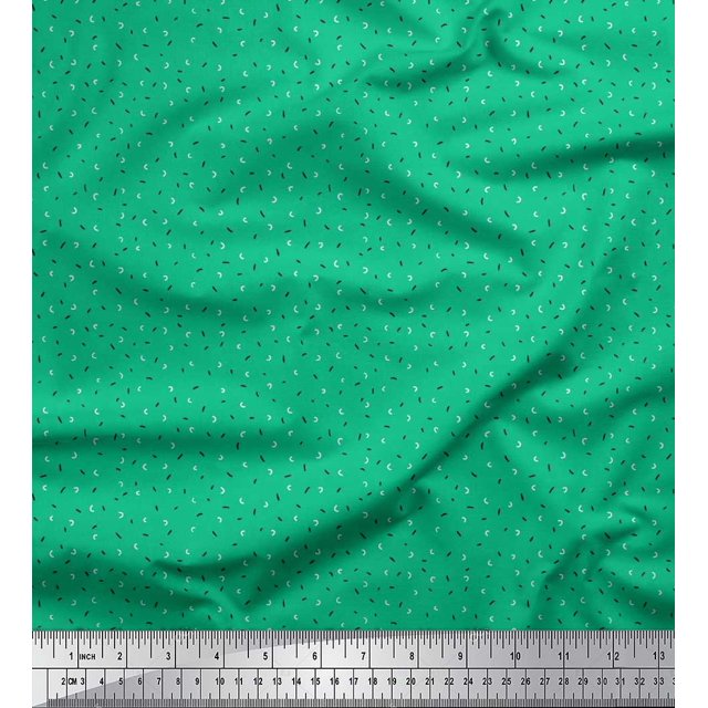 Soimoi Poly Georgette Fabric Hand Drawn Curve Small Decor Fabric Printed Yard 42 Inch Wide