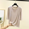 thumbnail image 2 of fatyb Chandails de Détente à Manches 3/4 pour Femmes Col Ras du Cou Amples et Confortables Blouses Chandail Décontracté de Tous les Jours T-Shirt de Pyjama, 2 of 3